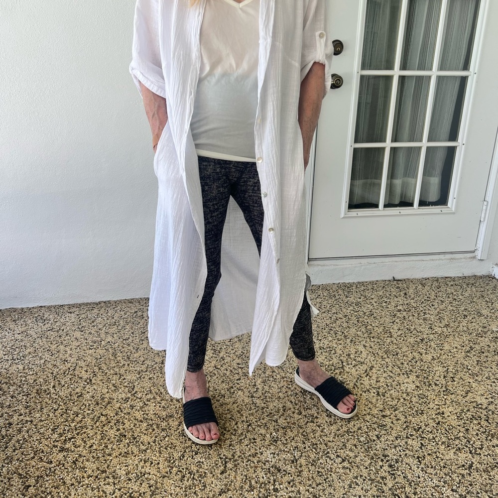 Blanco By Nature Full Length NWT Maxi Shirtdress Beach Coverup White Pima Cotton